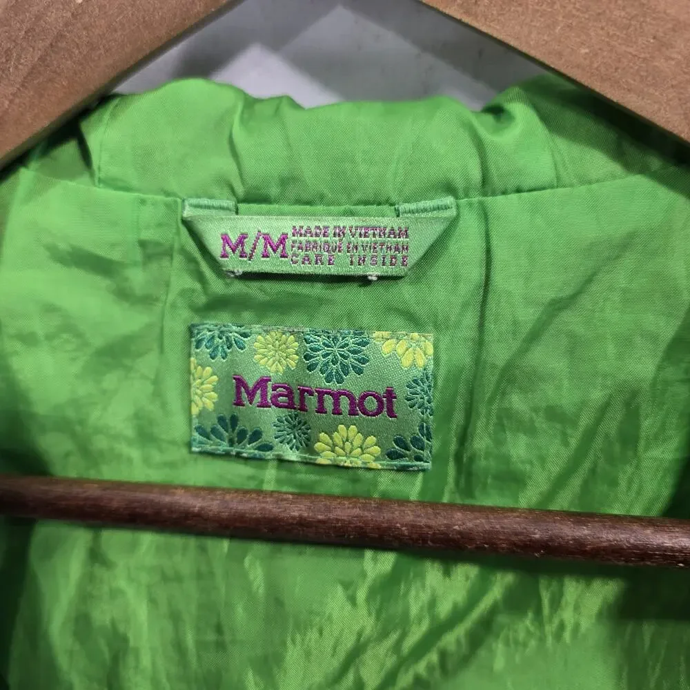 Marmot Jacket Girls Medium 10 12 Pink Green Youth Rain Coat Shell Waterproof
